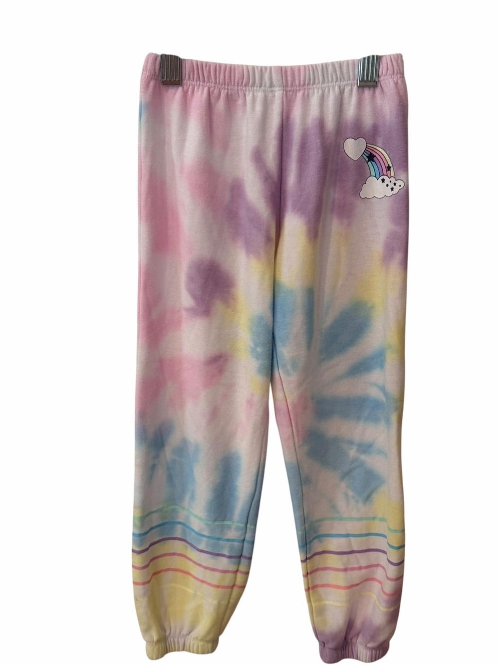 Chaser Girls Size 6 Pastel Tie Dye Rainbow Jogger Sweatpants Pink Blue